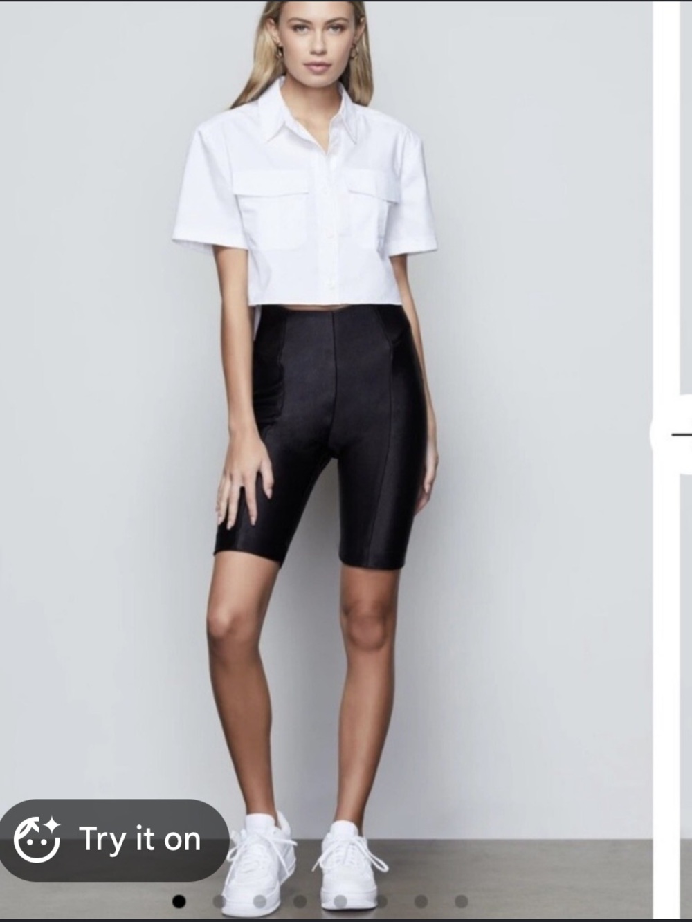NWT Good American black high shine boss biker shorts high-waisted